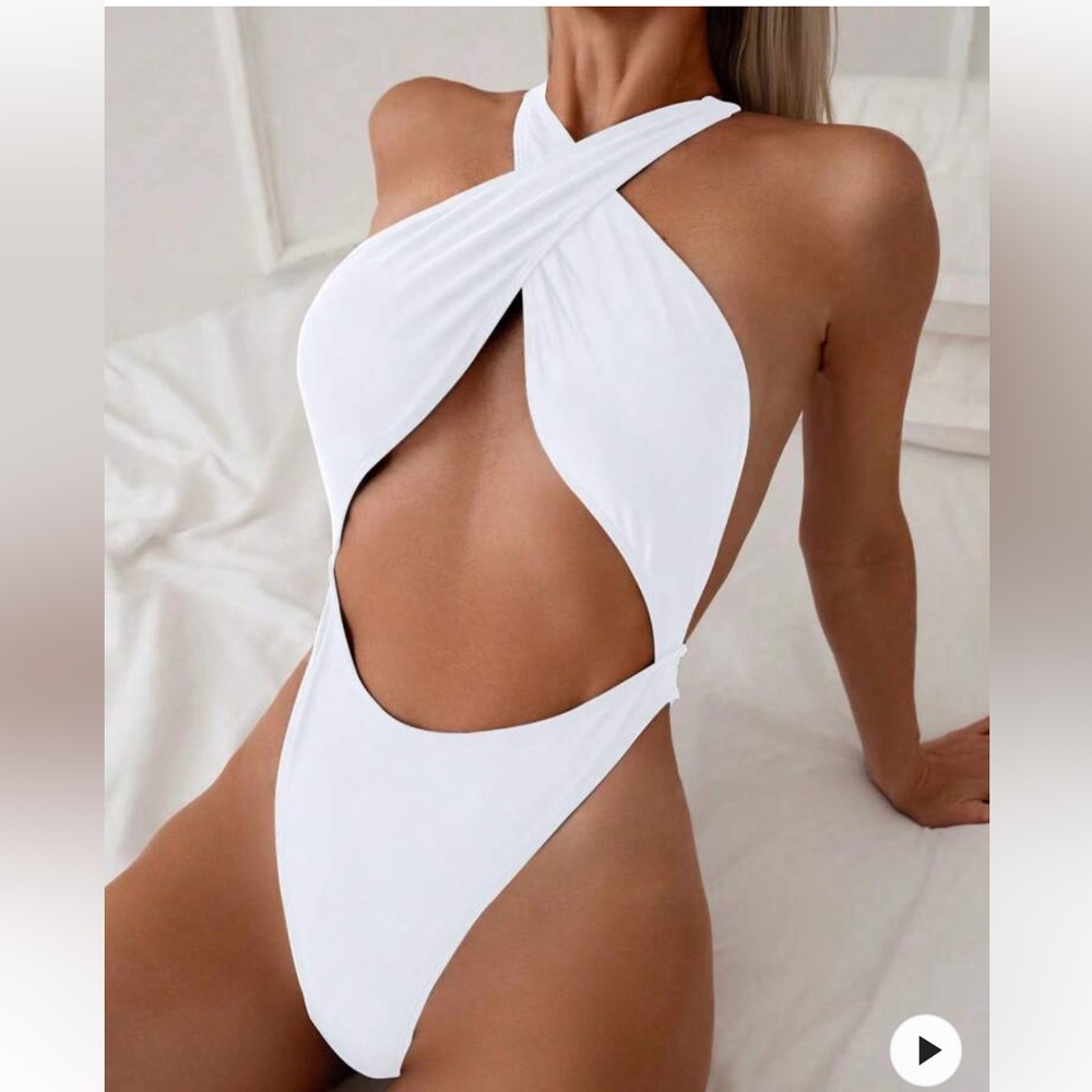 SHEIN White Cutout One Piece Swimsuit